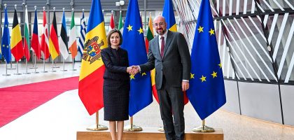 Moldovan President Maia Sandu with President of the European Council Charles Michel in Brussels, 29 April 2024