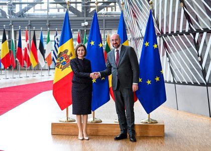 Moldovan President Maia Sandu with President of the European Council Charles Michel in Brussels, 29 April 2024